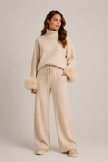Valentina fur knit set crème
