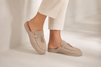 Beige suede loafers