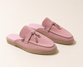 Pink suede loafers