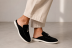 Black suede mules