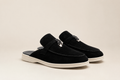 Black suede mules