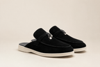 Black suede mules