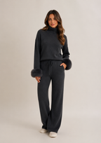 Valentina fur knit set black